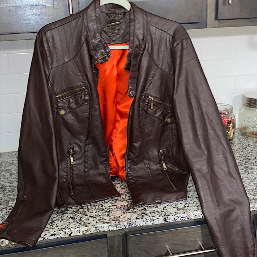 Indigo Saints Faux Leather Moto Jacket